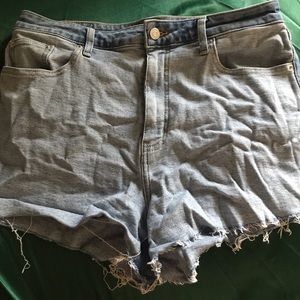 Different colored denim shorts